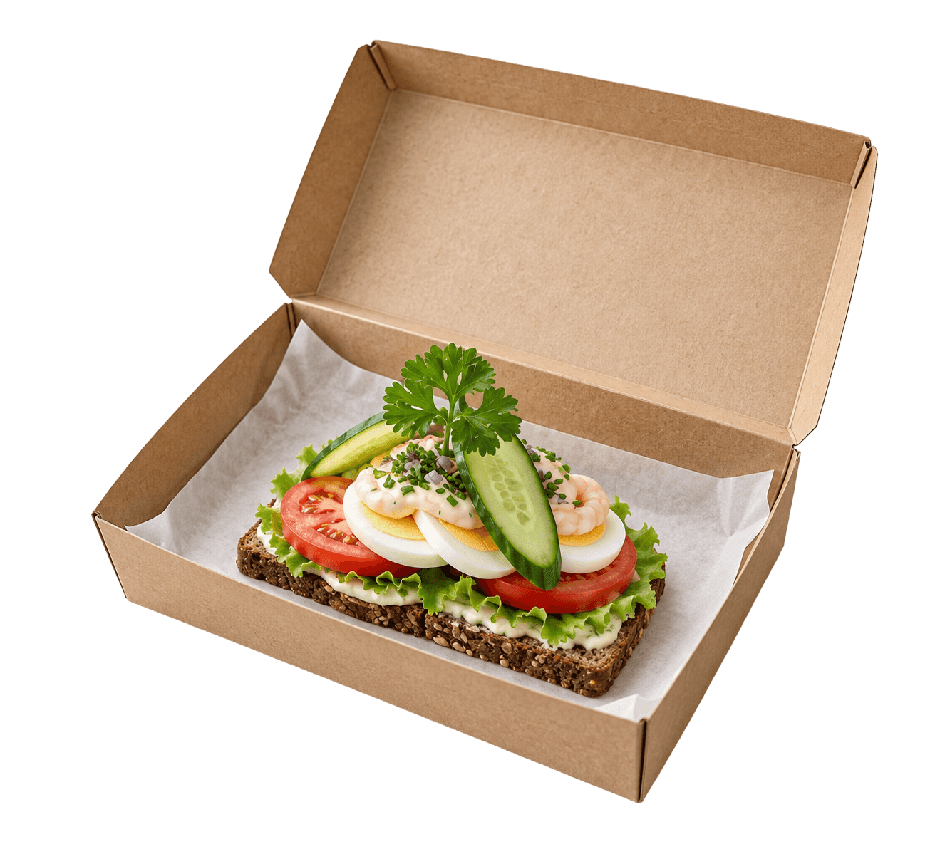 Smørrebrød m. Æg og rejer